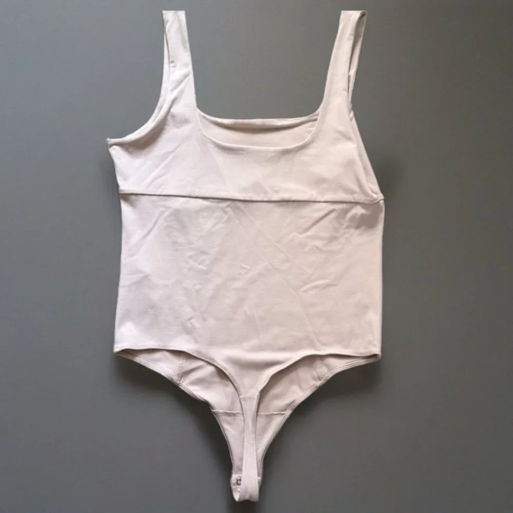 Abercrombie Soft Nude Corset Bodysuit Square Neck Shapewear Top L - Picture 3 of 8